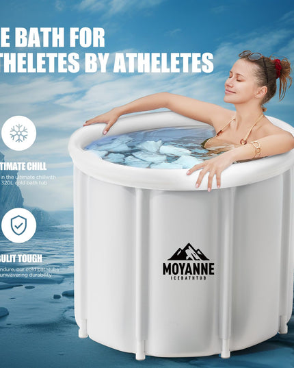 Moyanne Large Size ice bath cold plunge tub for athletes pod portable,Multiple Layered Portable Ice Pod for Recovery and Cold Water Therapy, Cold Plunge Tub for Outdoor, ice baths at home (white)