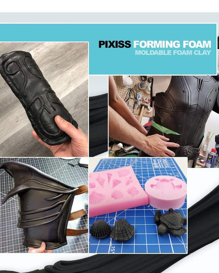 Foam Clay Sculpting Foam for Cosplay (300 Gram White and 300 Gram Black) by Pixiss | Soft Air Dry Moldable Sculpting Cosplay Materials