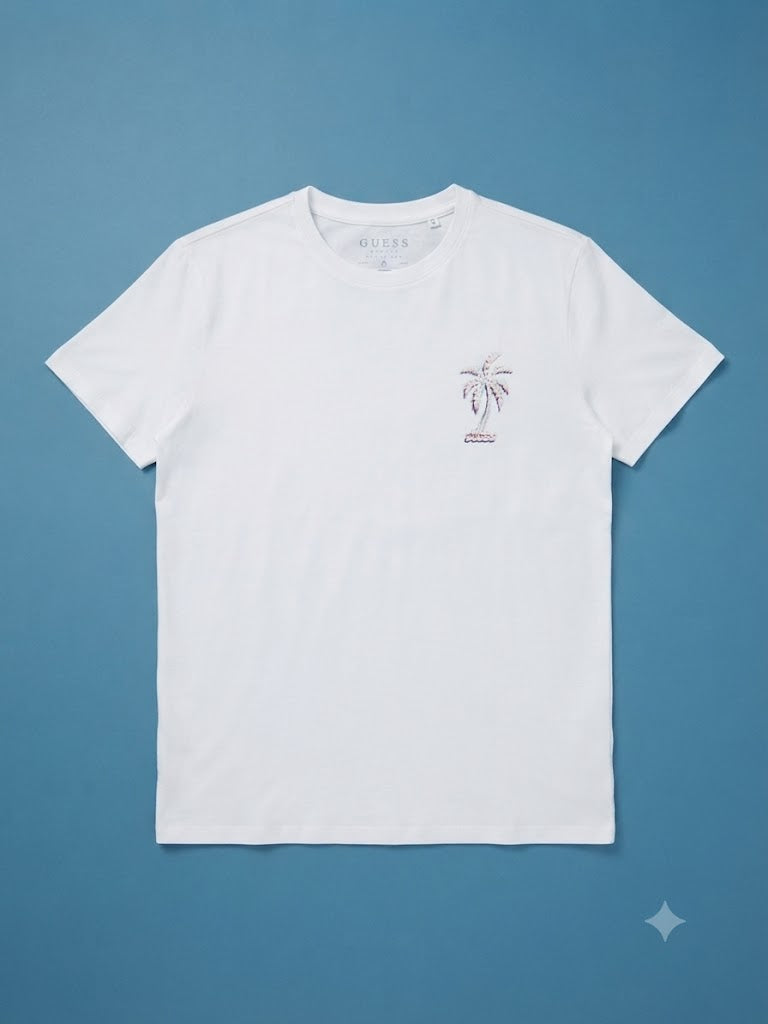 Guess Men'S Palm Tree T-Shirt – White