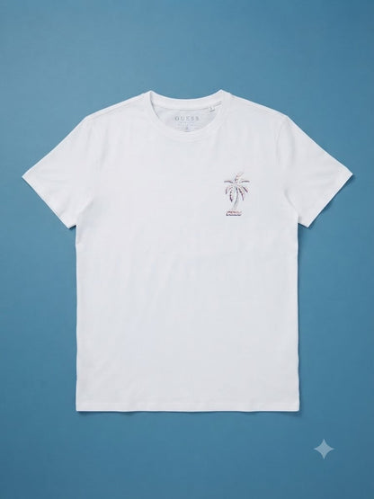 Guess Men'S Palm Tree T-Shirt – White