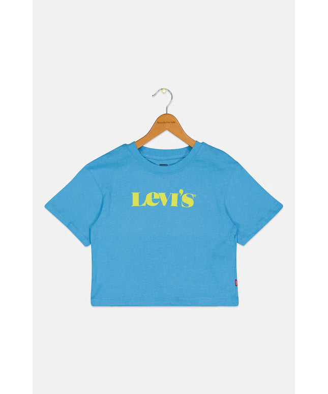 LEVIS Girl Crew Neck Graphic Print Short Sleeve T-Shirt, Sky Blue