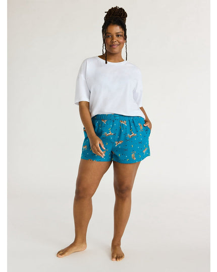 SIZE: S(4-6) - Joyspun Women's Woven Pajama Boxer Shorts