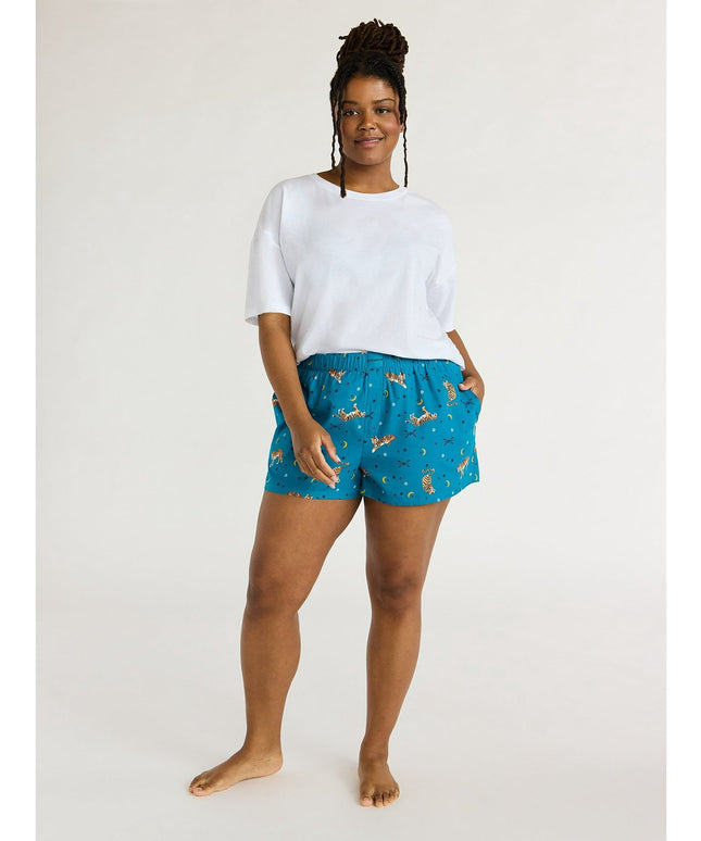 SIZE: S(4-6) - Joyspun Women's Woven Pajama Boxer Shorts