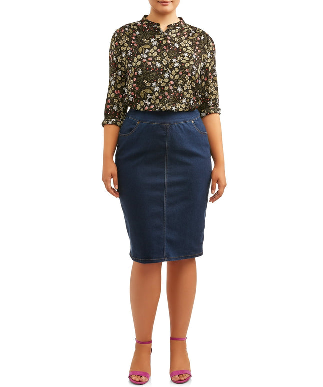 SIZE: 18W - Alivia Ford Women's Plus Size Pull-On Denim Skirt