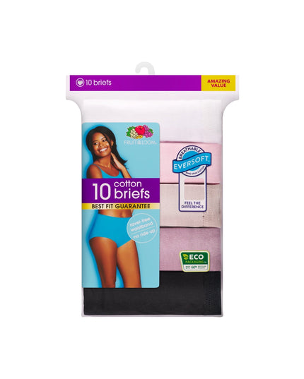 SIZE: 8/XL(PANT SIZE:14-16) - Fruit of the Loom Women's Cotton Brief Underwear, 10-Pack