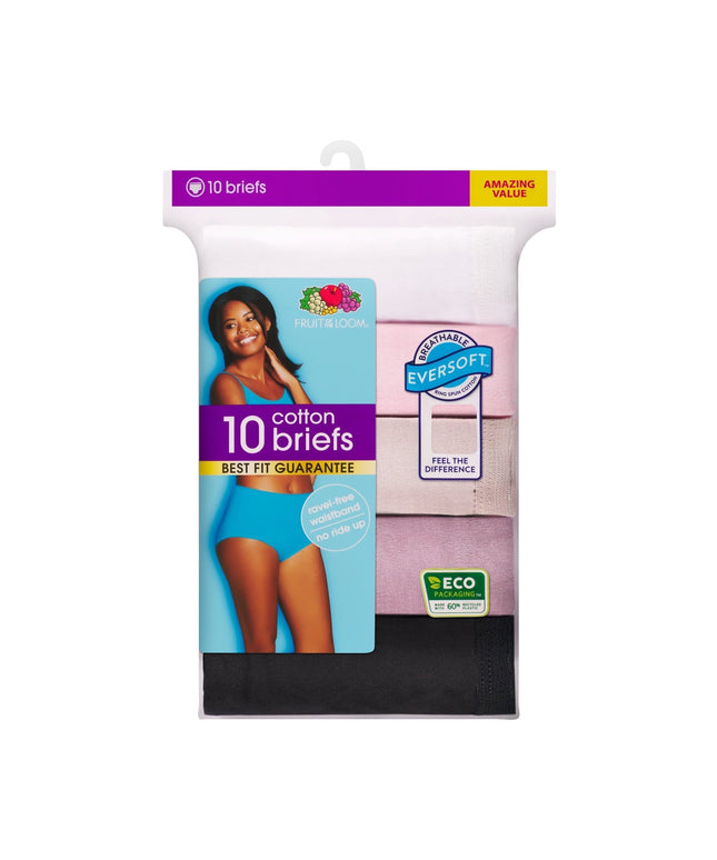 SIZE: 8/XL(PANT SIZE:14-16) - Fruit of the Loom Women's Cotton Brief Underwear, 10-Pack