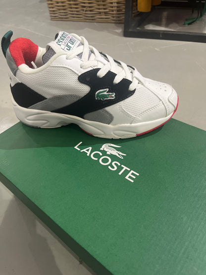 Lacoste Women'S Storm 96 Lo Tricolor Sneakers – White, Black & Red