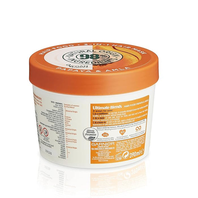 Garnier Fructis Hair Food Repair Mask, 3in1 Damaged Hair, Papaya | 390ml