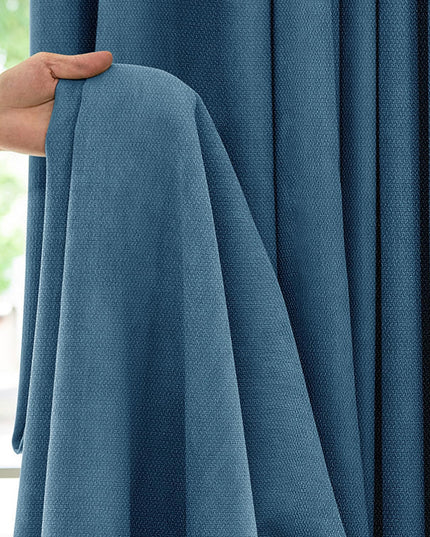 LIYAXUN Curtains with Hooks for Track System, Pinch Pleated Curtains Faux Linen 70% Blackout