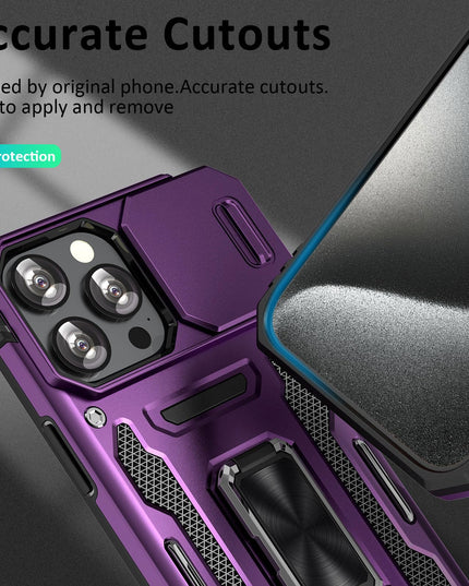 UKLCCU Phone Case for iPhone 15 Pro Case 15 Pro iPhone Phone Case for Women with Camera Cover Slide, Built-in 360° Rotating Kickstand for iPhone 15 Pro - Purple