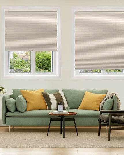 LazBlinds Cordless Cellular Shades No Tools No Drill Blackout Cellular Blinds for Window Size 162 cm (L) x 67 cm (W), Soft Cream