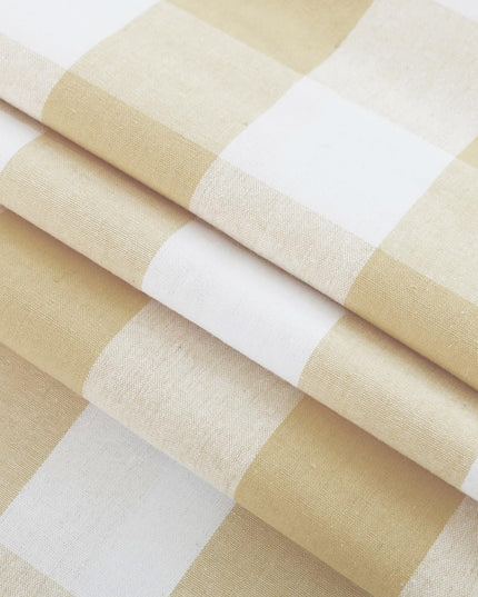 NATUS WEAVER Buffalo Check Cotton Curtains 213 cm Length Kitchen Living Room Bedroom Beige