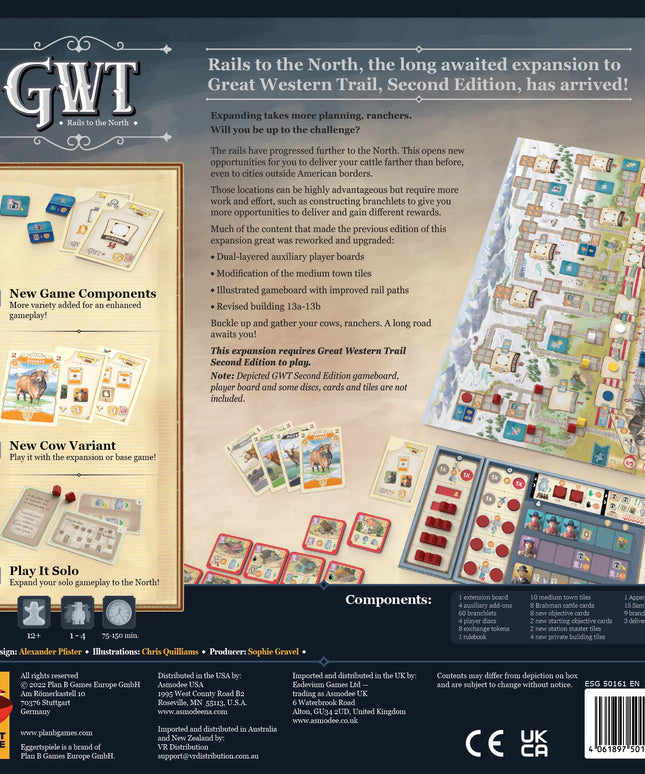 Plan B Games Eggert Spiele | Rails to the North - Great Western Trail 2nd Ed | Board | Ages 12+ | 1-4 Players | 75-150 Minutes Playing Time