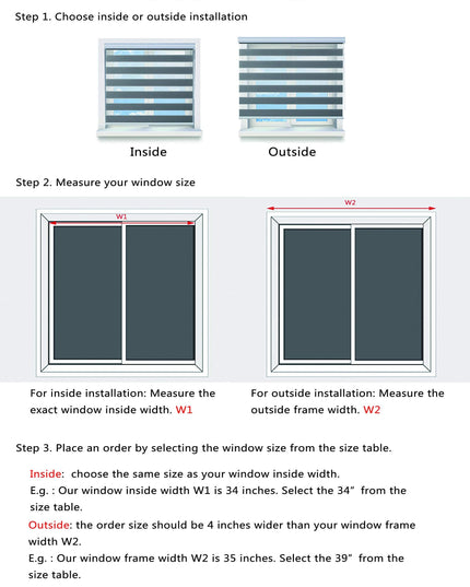 TANZUOER Corded Zebra Roller Shades, 101 x 162 cm
