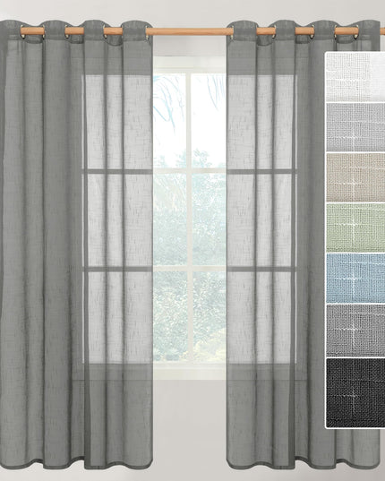BGment Sheer Linen Curtains for Living Room 2 Panels Set