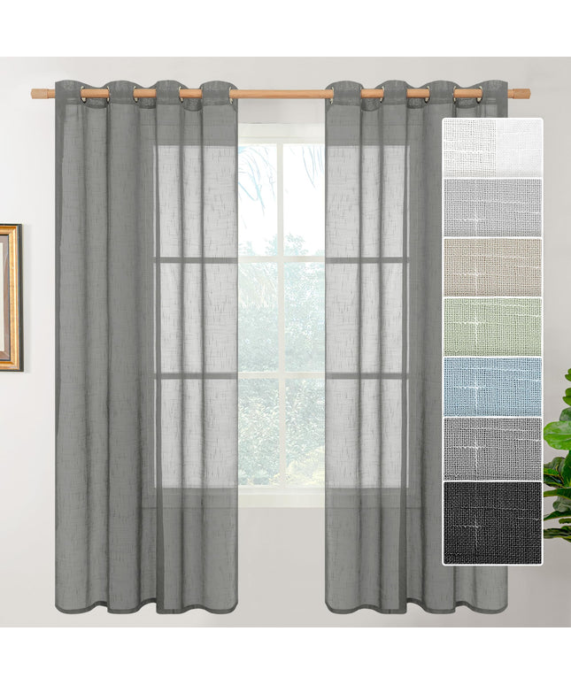 BGment Sheer Linen Curtains for Living Room 2 Panels Set
