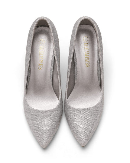 SIZE 41: DREAM PAIRS Women's Closed Toe High Heels Dress Pointed Toe Wedding Pump Shoes,Size 10,Silver/Glitter,Christian-New