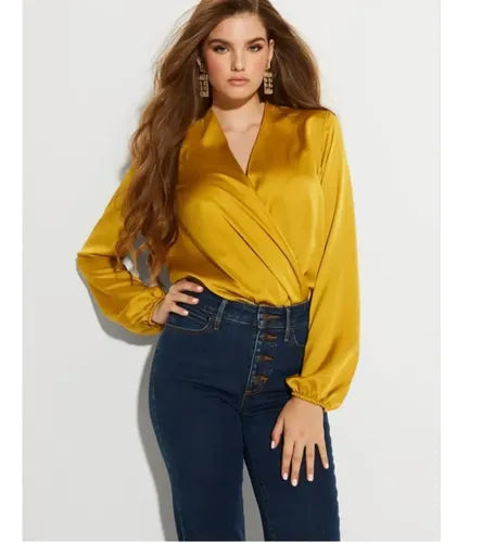 Clearance of Guess Bodysuit – Women's Long-Sleeve Wrap Bodysuit