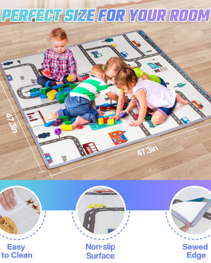 Suposeu Baby Playpen with Mat, Playpen for Babies and Toddlers with Gate, Indoor & Outdoor Playard Kids Activity Center with Anti-Slip Base (Gray, 50"Ãƒâ€”50")