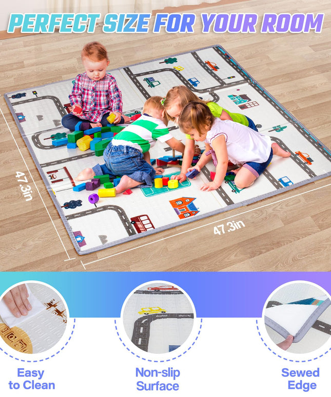 Suposeu Baby Playpen with Mat, Playpen for Babies and Toddlers with Gate, Indoor & Outdoor Playard Kids Activity Center with Anti-Slip Base (Gray, 50"Ãƒâ€”50")