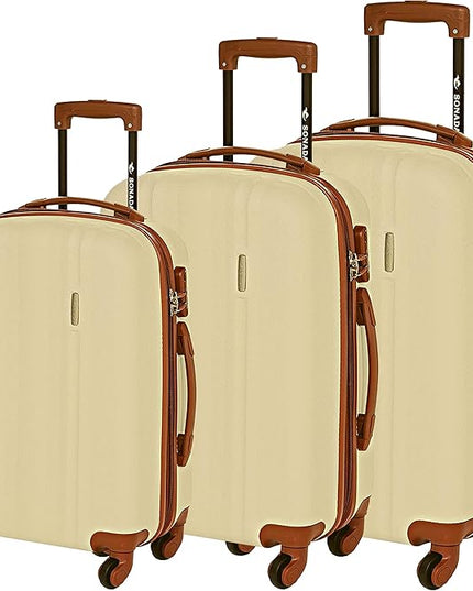 Sonada Hardside Luggage Set of 3 Expandable ABS-PC Material With Double Zipper, ANTI Theft Lock (Set of 3, Champagne)