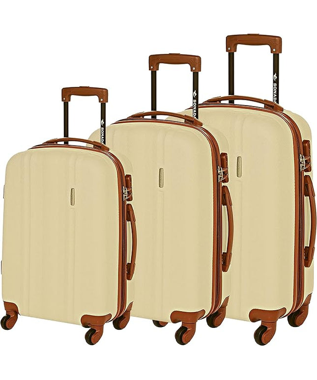 Sonada Hardside Luggage Set of 3 Expandable ABS-PC Material With Double Zipper, ANTI Theft Lock (Set of 3, Champagne)