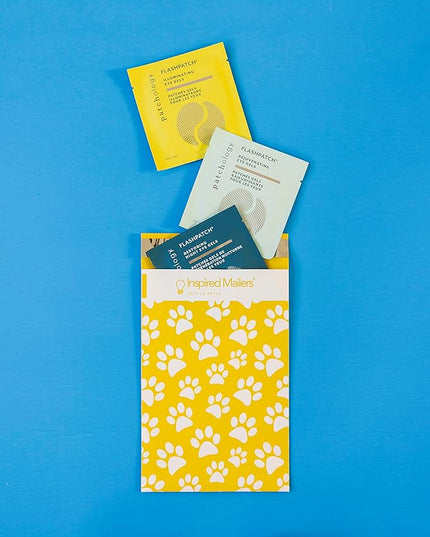 Inspired Mailers 6x9 Poly Mailers - 100 Pack – Adorable Yellow Puppy Paw Print Design – Durable, Cute Shipping Bags for Small Orders, Gifts, Apparel, & More!
