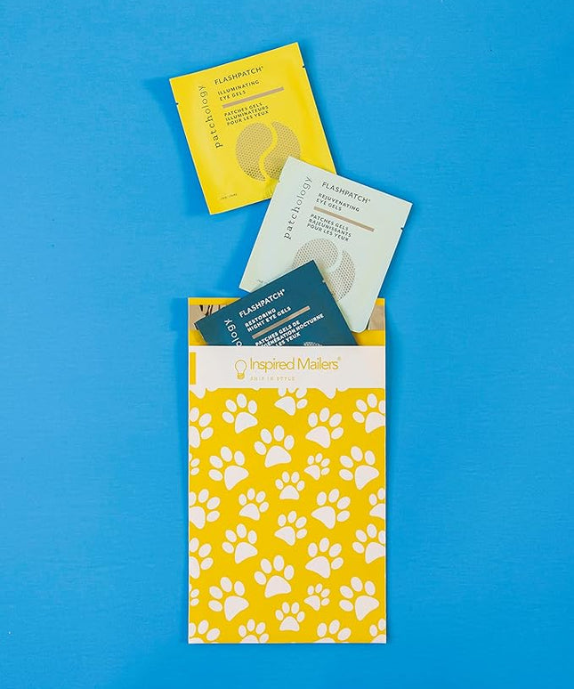 Inspired Mailers 6x9 Poly Mailers - 100 Pack – Adorable Yellow Puppy Paw Print Design – Durable, Cute Shipping Bags for Small Orders, Gifts, Apparel, & More!