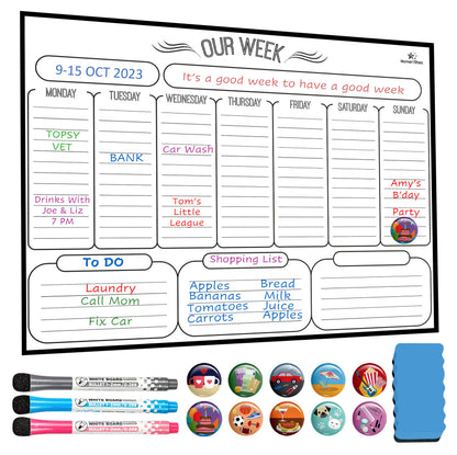 Home N'Stars Weekly White Board Dry Erase, Magnetic Weekly Planner For Fridge