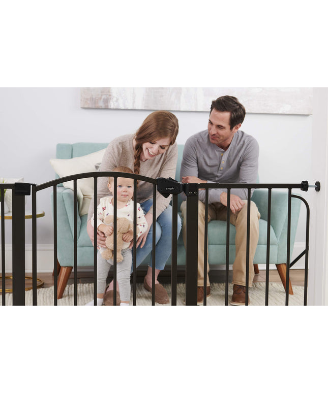 Regalo - Home Accents 74 Ã¢â‚¬â€œ 148-Cm Super Wide Safety Gate, Includes 15-Cm, 20-Cm And 30-Cm Extension Kit, 4 Pack Of Wall Mount Kit - Black