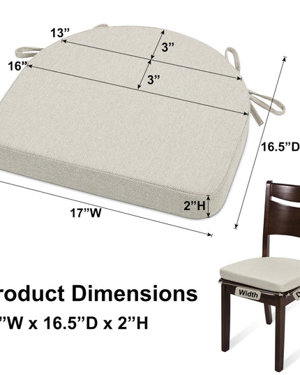 Shinnwa Chair Cushions for Dining Chairs 6 Pack, Kitchen Chair Cushions with Ties, Non-Slip Dining Chair Pads with Machine Washable Cover, 43x42CM, Beige