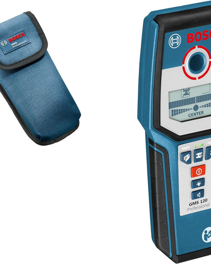 Bosch Professional Stud Finder GMS 120 (Drill Hole Marker, max. Detection Depth Wood/Magnetic Metal/Non-Magnetic Metal/Live Cable: 38/120/80/50 mm, in Cardboard Box)