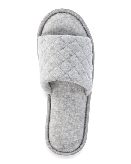 SIZE: 39 - Joyspun Women's Quilted Single Band Slide Slippers, Wide-Width