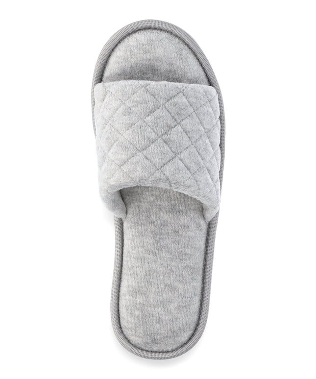 SIZE: 39 - Joyspun Women's Quilted Single Band Slide Slippers, Wide-Width