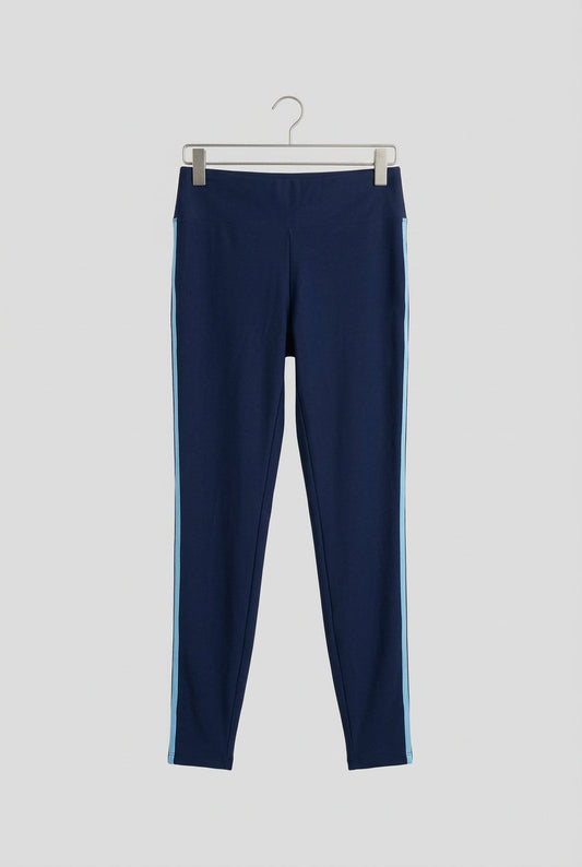 Navy Blue Women's Swim Leggings with Sporty Side Stripe