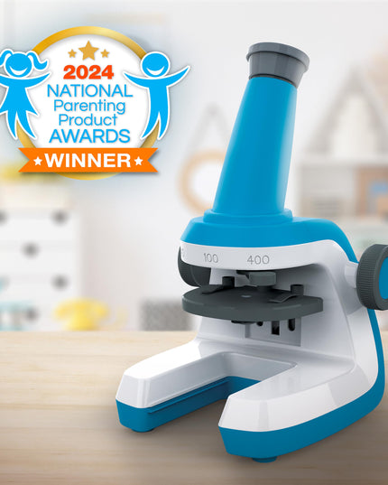 NATIONAL GEOGRAPHIC Microscope for Kids - Science Kit with an Easy-to-Use Kids Microscope, Up to 400x Zoom, Blank and Prepared Slides, Rock & Mineral Specimens, STEM Project Toy (Amazon Exclusive)