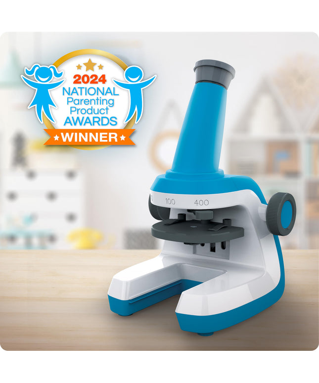 NATIONAL GEOGRAPHIC Microscope for Kids - Science Kit with an Easy-to-Use Kids Microscope, Up to 400x Zoom, Blank and Prepared Slides, Rock & Mineral Specimens, STEM Project Toy (Amazon Exclusive)