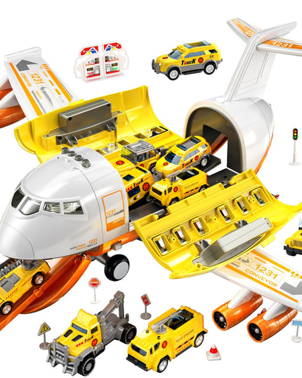 TEMI Toddler Airplane Toys for 3 Year Old, Toy Airplane for Boys Age 4-7, Large Spray Transport Airplane Toy with 12 Construction Vehicles, Toys for 3 4 5 6 7 8 Years Old