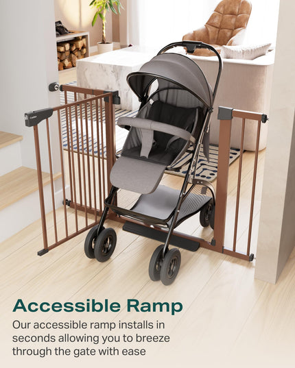 Cumbor 75-103 cm Baby Gate for Stairs, Mom's Choice Awards(Brown)