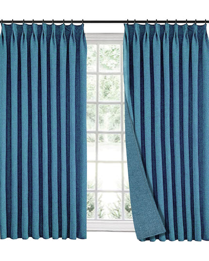 LIYAXUN Curtains with Hooks for Track System, Pinch Pleated Curtains Faux Linen 70% Blackout