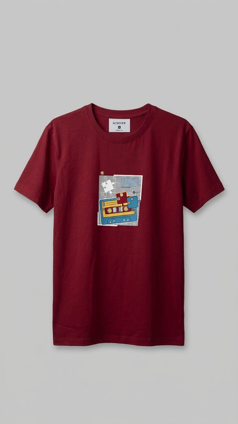 ACHIVER classic fit crew neck men tshirt maroon color