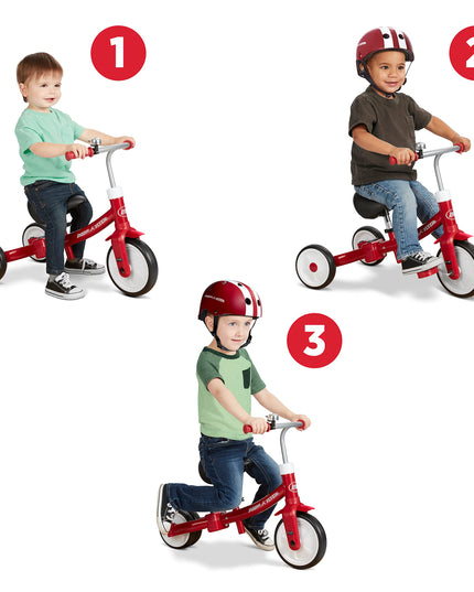 Radio Flyer Triple Play Trike, Toddler Tricycle, Balance Bike and Ride-On, Ages 1-3, Large, Red