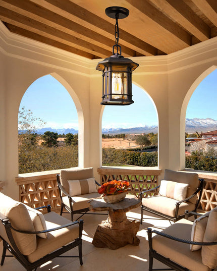 WJShome Outdoor Pendant Lights for Porch, with Dusk to Dawn Sensor