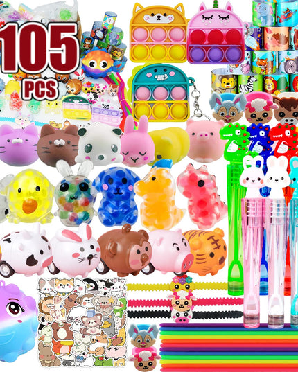 105 PCS Assortment Party Favors Toys for kids, Premium Mini Ctue Favors for All Ages kids Grils,Prize Box Toys,Goody Bag Fillers,pinata stuffers,Carnival Prizes for Boys and Girls 4-10