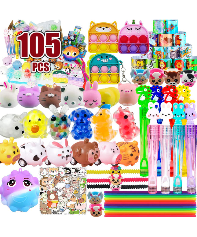 105 PCS Assortment Party Favors Toys for kids, Premium Mini Ctue Favors for All Ages kids Grils,Prize Box Toys,Goody Bag Fillers,pinata stuffers,Carnival Prizes for Boys and Girls 4-10