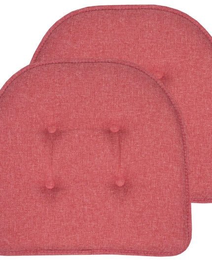 Sweet Home Collection Chair Cushion Memory Foam Pads Tufted Slip Non Skid Rubber Back U-Shaped 17" x 16" Seat Cover, 2 Count (Pack of 1), Peach