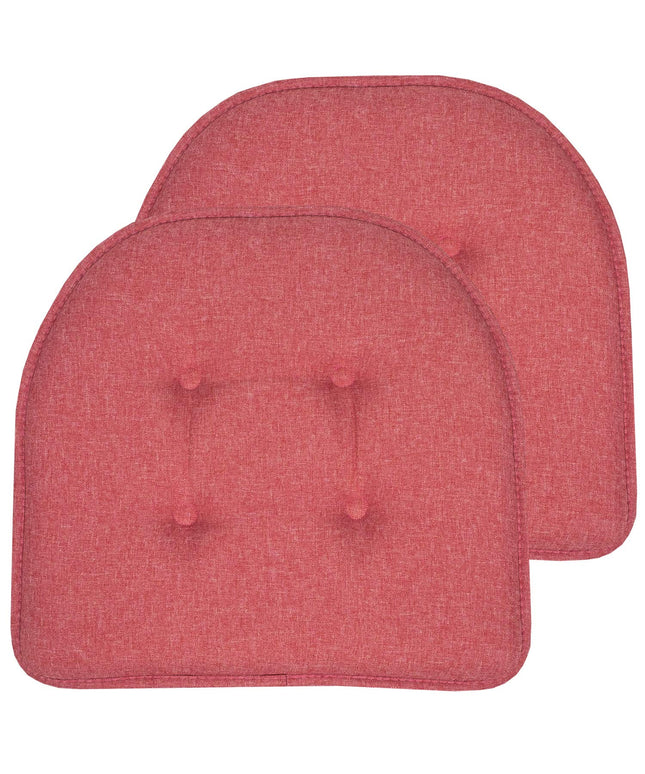 Sweet Home Collection Chair Cushion Memory Foam Pads Tufted Slip Non Skid Rubber Back U-Shaped 17" x 16" Seat Cover, 2 Count (Pack of 1), Peach