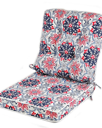 JMKaixin Outdoor Seat/Back Deep Chair Cushion Set for Patio Furniture 48x48 (Blue Red White)