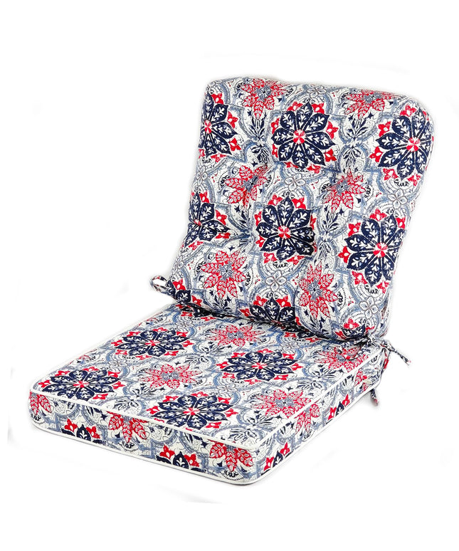 JMKaixin Outdoor Seat/Back Deep Chair Cushion Set for Patio Furniture 48x48 (Blue Red White)