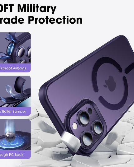 LOMILIO Magnetic for iPhone 14 Pro Max Case for MagSafe [No.1 Strong N52 Magnets] Translucent Matte [Military Grade Protection] for Women Girls Men iPhone 14 Pro Max Phone Case (6.7")-Deep Purple